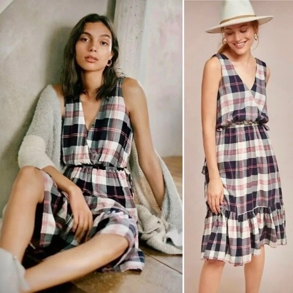 Anthropologie Dresses & Skirts - Anthropologie Plaid Isabella Sinclair Midi Dress Small Preppy Rodeo Festival